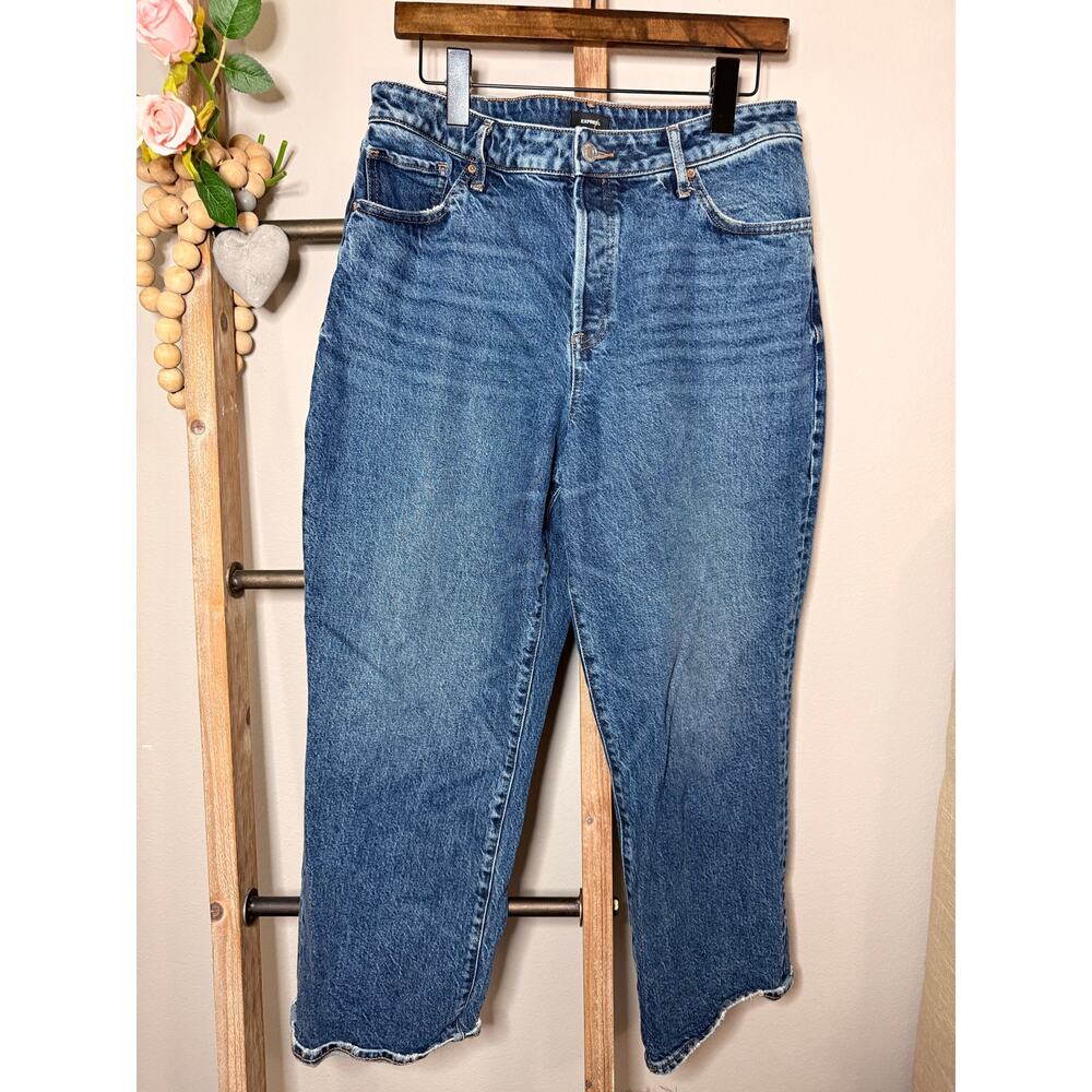 Express Relaxed Straight Ankle High Rise Womens Jeans Size 12 Regular - Picture 2 of 9
